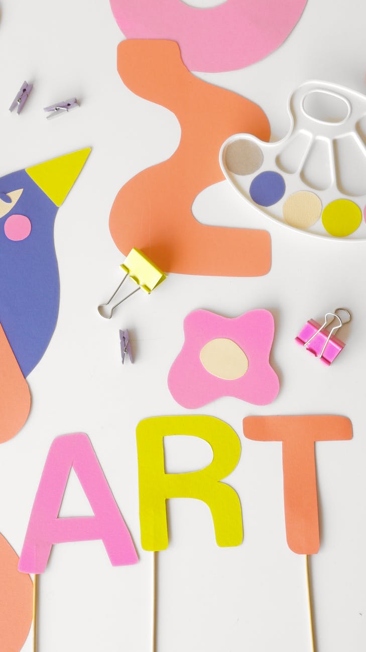 artworks on white table